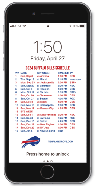 2024 Buffalo Bills Lock Screen Schedule