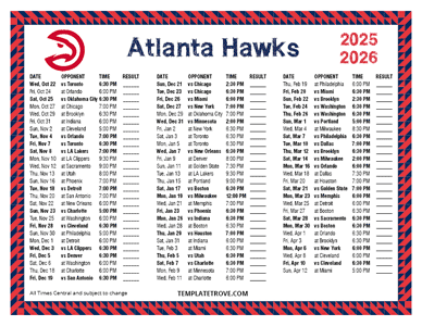 2025-26 Printable Atlanta Hawks Schedule - Central Times