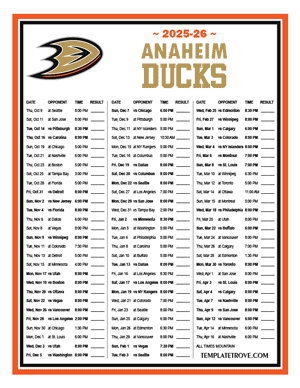 Anaheim Ducks 2025-26 Printable Schedule - Mountain Times