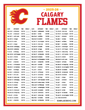 Calgary Flames 2025-26 Printable Schedule - Mountain Times