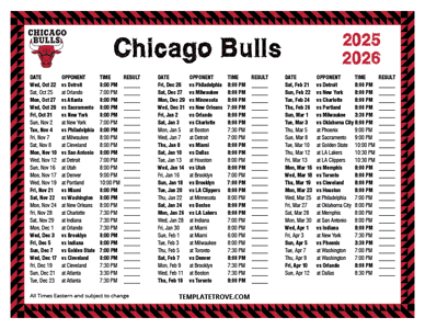 Chicago Bulls 2025-26 Printable Schedule