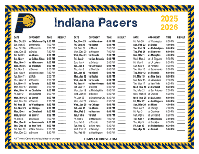 2025-26 Printable Indiana Pacers Schedule - Central Times
