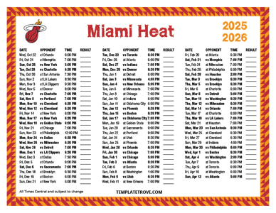 2025-26 Printable Miami Heat Schedule - Central Times