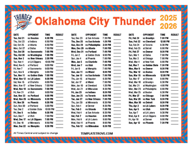 2025-26 Printable Oklahoma City Thunder Schedule - Central Times