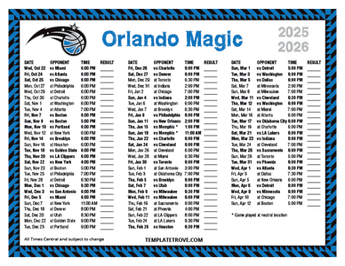 2025-26 Printable Orlando Magic Schedule - Central Times