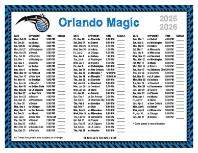 Orlando Magic 2025-26 Printable Schedule - Mountain Times