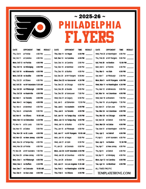 Philadelphia Flyers 2025-26 Printable Schedule - Pacific Times