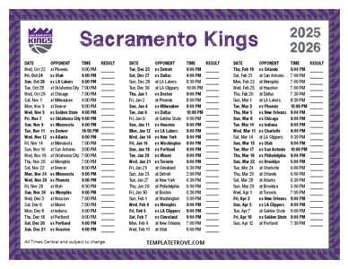 2025-26 Printable Sacramento Kings Schedule - Central Times