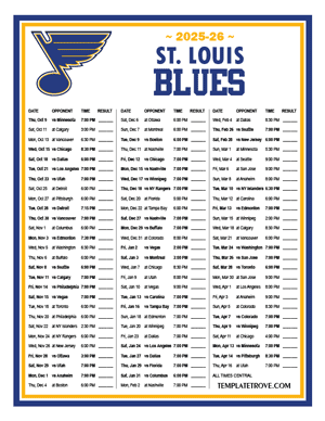 St. Louis Blues 2025-26 Printable Schedule - Central Times