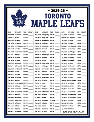 Toronto Maple Leafs 2025-26 Printable Schedule - Mountain Times