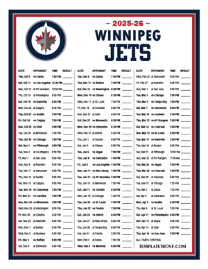 Winnipeg Jets 2025-26 Printable Schedule - Central Times