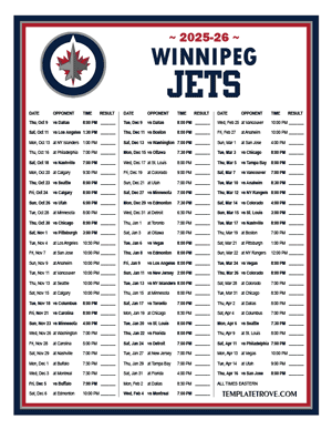 Winnipeg Jets 2025-26 Printable Schedule