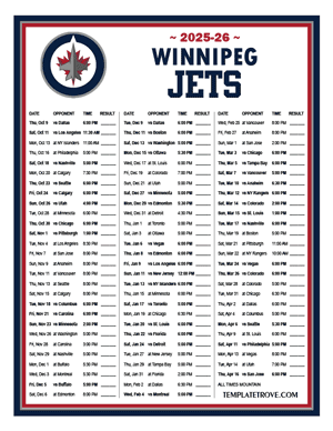 Winnipeg Jets 2025-26 Printable Schedule - Mountain Times