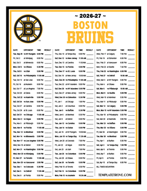 Boston Bruins 2026-27 Printable Schedule - Mountain Times