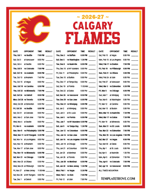 Calgary Flames 2026-27 Printable Schedule - Mountain Times