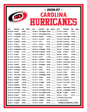Carolina Hurricanes 2026-27 Printable Schedule - Mountain Times