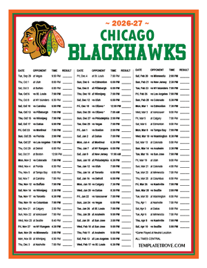 Chicago Blackhawks 2026-27 Printable Schedule - Central Times