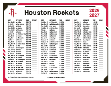 2026-27 Printable Houston Rockets Schedule - Central Times