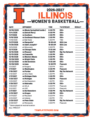 Illinois Fighting Illini Women's Basketball 2026-27 Printable Schedule - Central Times