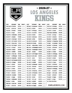 Los Angeles Kings 2026-27 Printable Schedule - Mountain Times