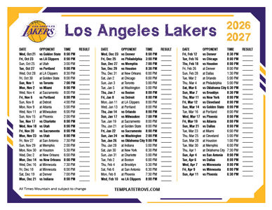Los Angeles Lakers 2026-27 Printable Schedule - Mountain Times