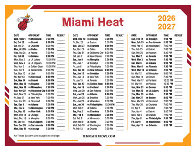 Miami Heat 2026-27 Printable Schedule