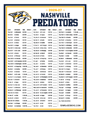 Nashville Predators 2026-27 Printable Schedule - Mountain Times
