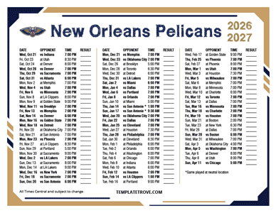 2026-27 Printable New Orleans Pelicans Schedule - Central Times