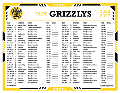 Olds Grizzlys 2026-27 Hockey Schedule