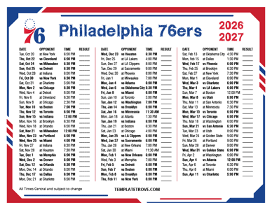 2026-27 Printable Philadelphia 76ers Schedule - Central Times