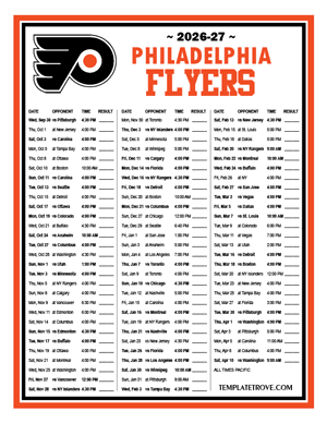 Philadelphia Flyers 2026-27 Printable Schedule - Pacific Times