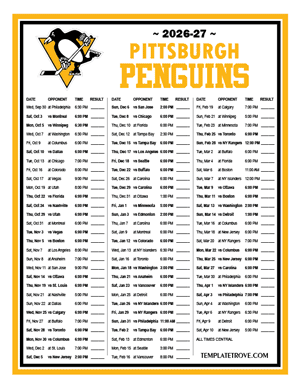 Pittsburgh Penguins 2026-27 Printable Schedule - Central Times