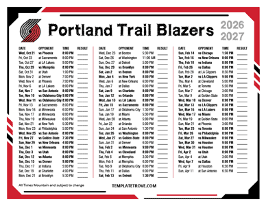 Portland Trail Blazers 2026-27 Printable Schedule - Mountain Times
