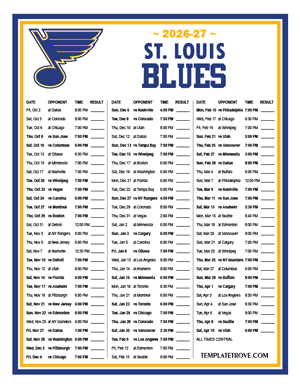 St. Louis Blues 2026-27 Printable Schedule - Central Times