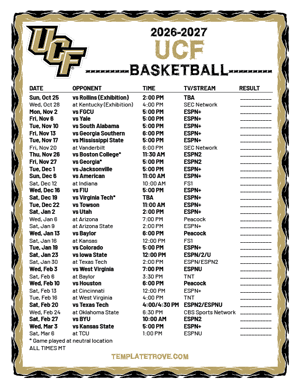 UCF Knights Basketball 2026-27 Printable Schedule - Mountain Times
