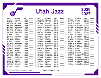 Utah Jazz 2026-27 Printable Schedule - Mountain Times