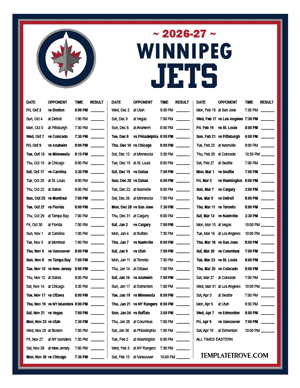 Winnipeg Jets 2026-27 Printable Schedule