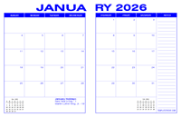 2026 Desk Calendar - Blue