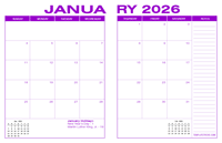 2026 Desk Calendar - Purple