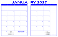 2027 Desk Calendar - Blue