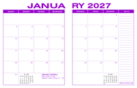 2027 Desk Calendar - Purple