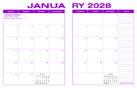 2028 Desk Calendar - Purple