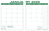 2029 Desk Calendar - Green