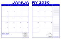 2030 Desk Calendar - Blue