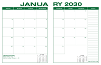 2030 Desk Calendar - Green