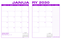 2030 Desk Calendar - Purple