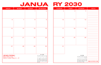 2030 Desk Calendar - Red