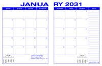 2031 Desk Calendar - Blue