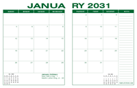 2031 Desk Calendar - Green