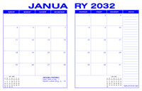 2032 Desk Calendar - Blue